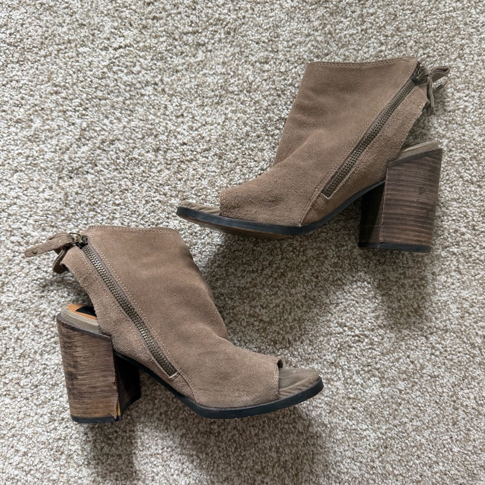 Suede Peep Toe Heel